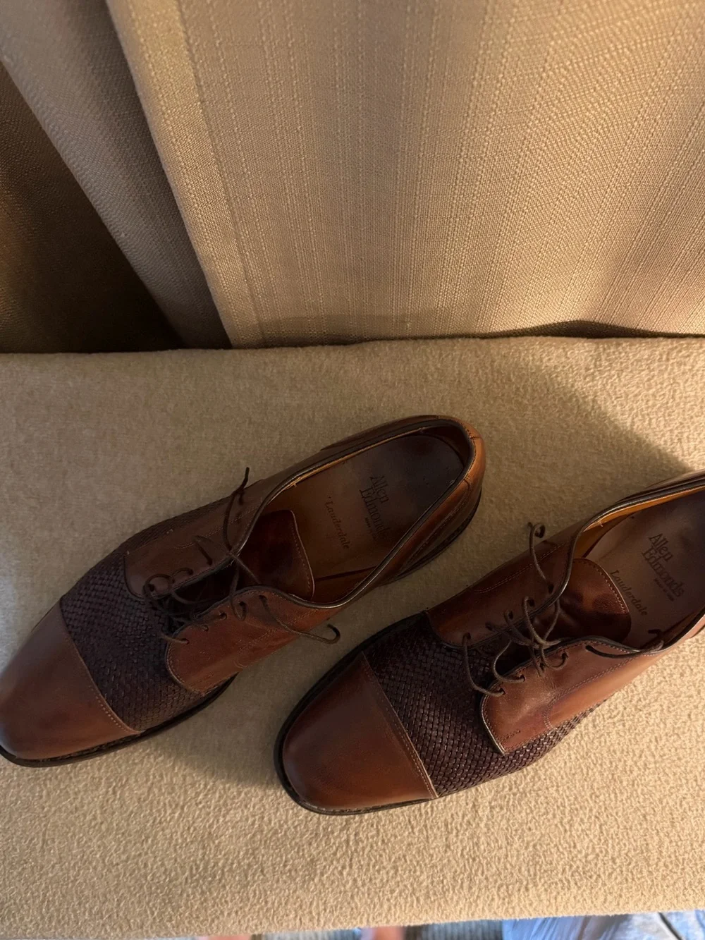 Allen Edmonds Brown Two-Tone Cap-Toe Derby Oxfords